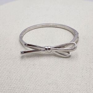 Kate Spade Skinny Mini Double Bow Silver Bangle Bracelet